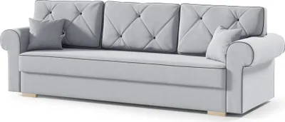 Produktbild von Komfortables 3-Sitzer Schlafsofa GLAMOUR mit Bettzeugablage und mit automatischer Klappvorrichtung, Stoff: Paros 05, Besätze und knöpfe: Schwarz