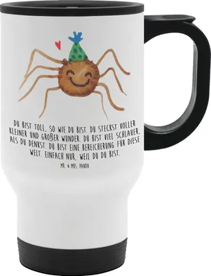 Produktbild von Mr. & Mrs. Panda thermosbecher Spinne Agathe Party - Weiß - Geschenk, Thermobecher To Go, Wunder, Motivation, trinkbecher mit deckel, Glück, To-Go-Becher, Selbstliebe