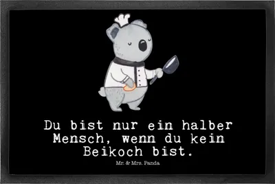 Produktbild von Mr. & Mrs. Panda fußmatte Beikoch Herz 50 x 75 cm - Schwarz - Geschenk, Eingangsmatte, Bodenvorleger, Restaurant, Schmutzmatte, Lustig, Gastronomie, Sauberlaufmatte