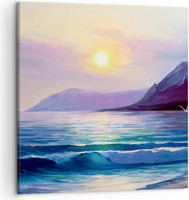 Produktbild von Bild auf Leinwand - Leinwandbild - Berge Meer Welle - 50x50cm - Wand Bild - Wanddeko - Wandbilder - Leinwanddruck - Bilder - Kunstdruck - Wanddekoration - Leinwand bilder - Wandkunst - AC50x50-3952