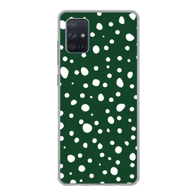 Produktbild von MuchoWow® Handyhülle Schutzhülle Hülle für Samsung Galaxy A71 Polka dots - Weiß - Grün Silikon Softcase Handy Hülle - Kartenbesitzer