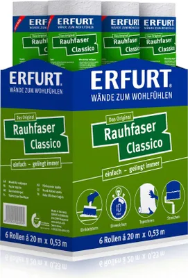 Produktbild von 6 Rollen ERFURT Rauhfasertapete CLASSICO, 20 m x 0,53 m Tapete
