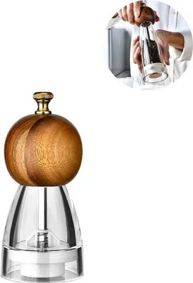 Produktbild von Manuelle Pfeffermühle Salz Gewürzmühle Gewürz Menage Einstellbare Kraut Pfeffer Gewürz Schleifen Home Küche Werkzeug, 5 Zoll Akazie