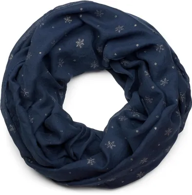 Produktbild von styleBREAKER Damen Loop Schal mit Glitzer Schneeflocken Print, Weicher Schlauchschal Einfarbig, Tuch 01017064