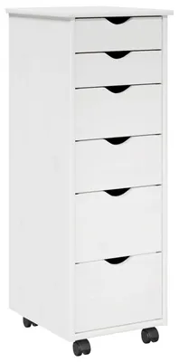 Produktbild von vidaXL Rollschrank Mit Rad Weiß 34 x 39 x 93,5 cm Massivholz Kiefer