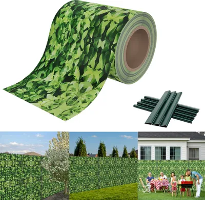 Obrázek produktu pro XMTECH 70mx19cm fólie na ochranu soukromí PVC pásy na ochranu soukromí se 40 upevňovacími klipy Fólie na ochranu soukromí pro zahradní ploty, malé listy