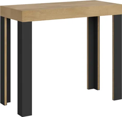 Produktbild von Ausziehbare Konsole 90x40/196 cm Small Line Natur Eiche Anthrazit Gestell
