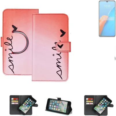 Produktbild von K-S-Trade Schutzhülle Handyhülle kompatibel mit Infinix Note 12 Pro 4G Hülle cover bookstyle Etui ''smile'' rot Standfunktion Kameraschutz (1Stk)