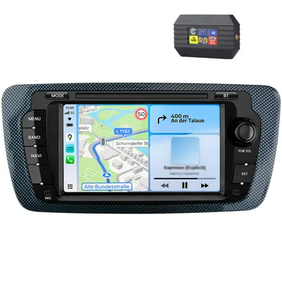 Immagine prodotto di Autoradio con adattatore DAB+ per Seat Ibiza IV 6J 2009-2013: CarPlay, Android Auto, navigatore GPS, Wi-Fi, Bluetooth, DAB+, RDS, SWC, 7 pollici, 2+64 GB
