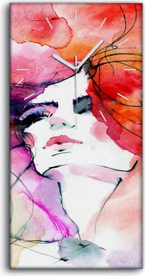 Produktbild von Wanduhr Bürouhr Leinwand Bild 30x60 Malende Frauen Abstrakte Kunst Bunt - weiße Hände
