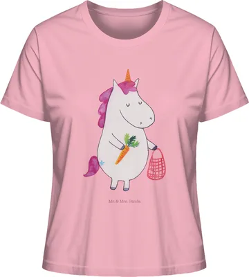Produktbild von Mr. & Mrs. Panda Damen T-Shirt Einhorn Gemüse Größe M - Baumwolle Pink - Geschenk, Kurzarm, Sommershirt, Wochenmarkt, Unicorn, Biomarkt, Basic Shirt, Oberteil, Baumwoll
