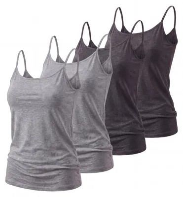Produktbild von Trägertop 4er Set Damen Sommertop 34-42 Basic Top Spaghettiträger Stretch Top