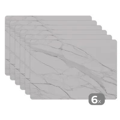 Obrázok produktu pre MuchoWow® Podložky Sada 6 podložiek Umývateľné podložky 30x45x0.3cm Mramor - biely - línie - vzory - luxusný - mramorový vzhľad Podložka pod stôl