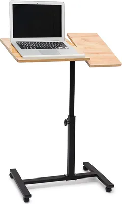 Obrázek produktu pro Stolík na notebook, výškově nastavitelný, s kolečky, skládací, V x Š x H: 95 x 60 x 40,5 cm, ebenové dřevo, žlutý