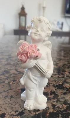 Produktbild von Gi170 altweiß Engel stehend mit Rosen Gilde