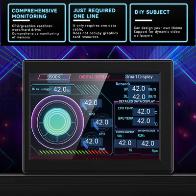 Obrázek produktu pro 3,5palcová obrazovka IPS CPU GPU počítačový monitor monitorování dílčí obrazovky ABS kryt podpora DIY úpravy témat bezplatná aktualizace softwaru další počítačové příslušenství