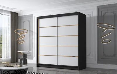 Obrázok produktu pre Šatníková skriňa MILINA - 180 cm, čierna / biela