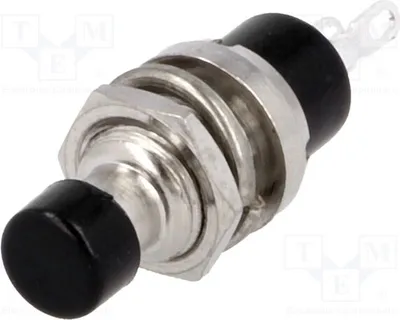 Imagen del producto de 2 interruptores de presión ON-(OFF) - Contacto normalmente cerrado (NC), 1A/250VAC, modelo PS10C2BK, tipo de interruptor Stard, posición: 2