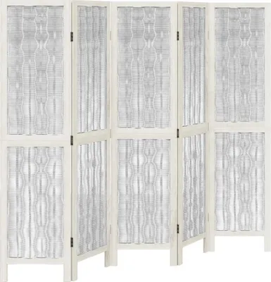 Image de vidaXL Séparation de pièce 5 pièces blanc bois massif paulownia