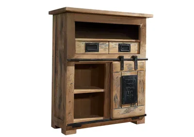 Image de MASSIVMOEBEL24 | Buffet 75x36x90 en bois de Manguier naturel laqué RAILWAY #152