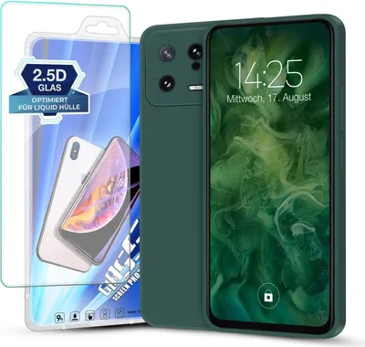 Produktbild von Hülle für Xiaomi 13 5G mit 9H Displayglas Displayschutz Plus Case Cover Bumper Silikon Softgrip Schutzhülle Farbe: Grün