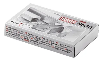 Image de Agrafes NOVUS n° 111, capacité 15 feuilles, longueur de jambe 4 mm, 2 000 pièces