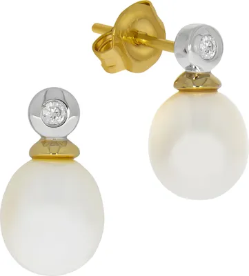 Produktbild von Zeeme Pearls Ohrringe 925 Silber zweifarbig Perle weiß