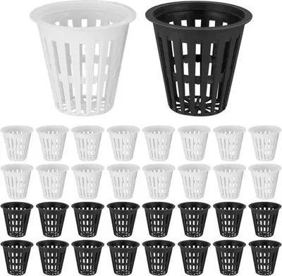 Immagine prodotto di Vasi in rete idroponici - ideali per piante - 50 pezzi - nero/bianco - plastica
