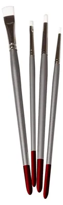 Produktbild von Stoffmal-Pinsel-Set, 4 Synthetik-Pinsel, Rund- und Flachpinsel,er Holzgriff, Aluminiumzwinge, Nylonborsten