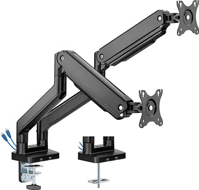 Obrázok produktu pre Pružinový držiak na dva monitory, USB, dvojité rameno, funkcia naklonenia HDWR SolidHand-CS02U