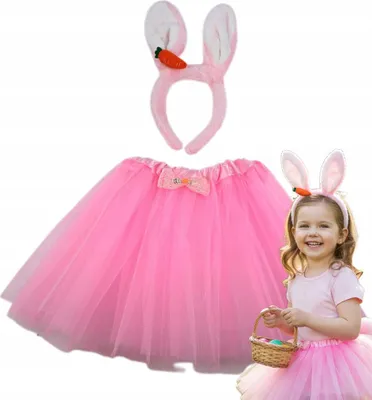 Produktbild von Hasen Kostüm Mädchen Rosa - Rock Schwanz & Ohren - Ostern Karneval Set 110-135cm