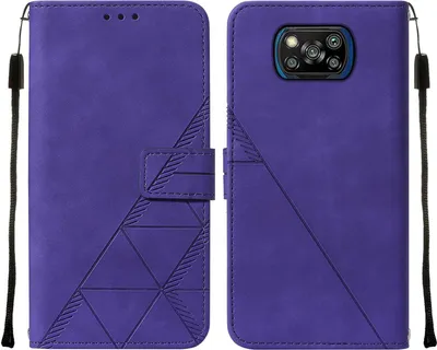 Produktbild von Xiaomi Poco X3 NFC Hülle, Schlank Prägung Flip Leder Kartenfächer Schutzhülle mit Ständer für Xiaomi Poco X3 NFC / X3 / X3 Pro Lila