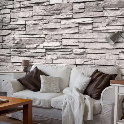 Produktbild von Fototapete selbstklebend Steinoptik 392x280 cm Tapete Wandtapete Wandbilder Klebefolie Dekofolie Tapetenfolie Wand Dekoration Wohnzimmer - 3d Effekt f-A-0588-a-a