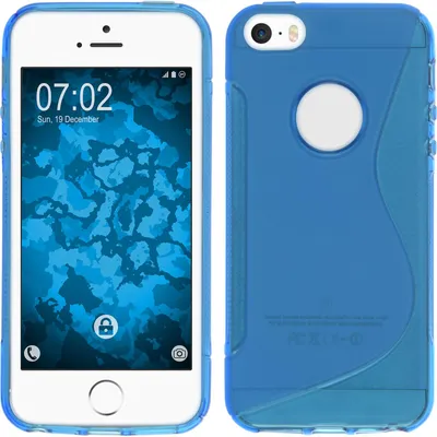 Produktbild von PhoneNatic Case kompatibel mit Apple iPhone SE 2016 (1.Gen) - blau Silikon Hülle S-Style Logo + 2 Schutzfolien