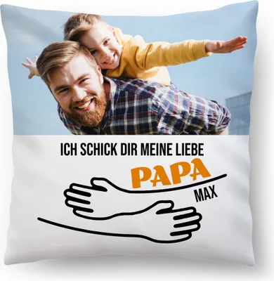 Obrázok produktu pre Personalizovaný FOTODARČEK, 45 x 45 cm, s vlastnou fotografiou, fotovankúš k narodeninám a Dňu otcov, „Posielam ti svoju lásku, ocko“, s výplňou [091]