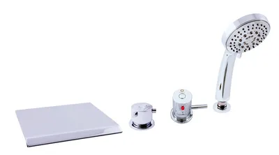 Produktbild von Thermostatischer 4-Loch-Chrom-Badewannenmischer mit Wasserfall RAV SLEZAK