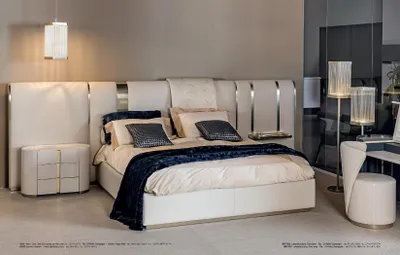 Image de Chambre à coucher Lit table de nuit avec tiroirs Meuble italien 3pcs