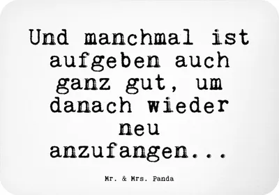 Produktbild von Mr. & Mrs. Panda magnet Und manchmal ist aufgeben... - Weiß - Geschenk, Notizhalter, whiteboardmagnet, Exfreund, Liebeskummer, haftmagnet, Neustart, Kühlschrankmagnet