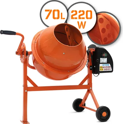 Obrázek produktu pro TIMBERTECH Míchačka na beton 70 l, 220 W, ocel, 2 kolečka
