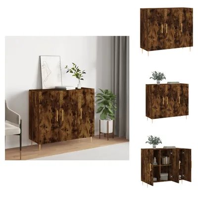 Zdjęcie produktu dla vidaXL Kredens dąb wędzony 90x34x80 cm materiał drewnopochodny - Kredensy