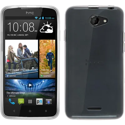 Produktbild von PhoneNatic Case kompatibel mit HTC Desire 516 - weiß Silikon Hülle transparent + 2 Schutzfolien