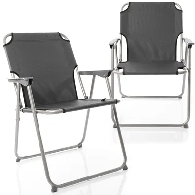 Immagine prodotto di Sedia pieghevole da campeggio - Antracite - Portata fino a 120 kg - 2,3 kg - Set da 2