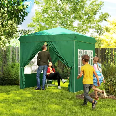 Image de Pavillon de jardin - Pavillon pliable pop-up - 2,5 x 2,5 m - 4 parois latérales avec protection UV - Tissu Oxford - Blanc