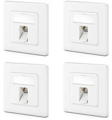 Produktbild von deleyCON 4x CAT7 Netzwerkdose 1 Port - 10 Gigabit - Unterputzdose Ethernet LAN Dose Anschlussdose Datendose Geschirmt + 4x CAT 7 Keystone RJ45 DSL Netzwerk Patchkabel Verlegekabel - Weiß