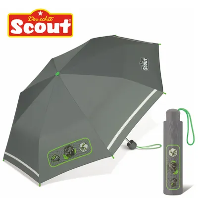 Produktbild von Scout Boys Kinder Regenschirm Taschenschirm mit Reflektionsstreifen Black Spider