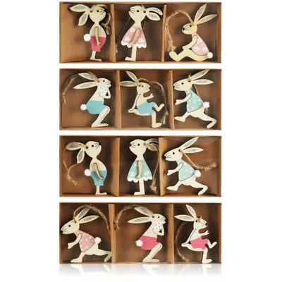 Produktbild von com-four® 12x Osteraufhänger Hase - Holzaufhänger zum Dekorieren - Osterschmuck aus Holz zum Aufhängen - Osterstrauß