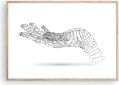Produktbild von Gerahmtes Poster - Rahmen in heller Eiche - Hand Grafik weiß - 100x70 cm - Wand Bild - Wanddeko - Wandbilder - Kunstposter - Wandposter - Bilderrahmen - Bilder - Kunstdruck - P2NAA100x70-4427