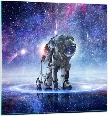 Produktbild von Bilder auf glas - Kosmonaut Weltraum - 70x70cm - Glasbilder - Wandbilder - Kunstdruck - zum Aufhängen bereit - Wanddekoration aus Glas - Glas Bilder - Wandbild auf Glas - Einteilig - GAC70x70-3985