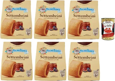 Produktbild von Mulino Bianco Settembrini Biscotti con Confettura di Fichi, Kekse mit Feigenmarmelade, biscuits, cookies, 6x 300g + Italian Gourmet polpa 400g