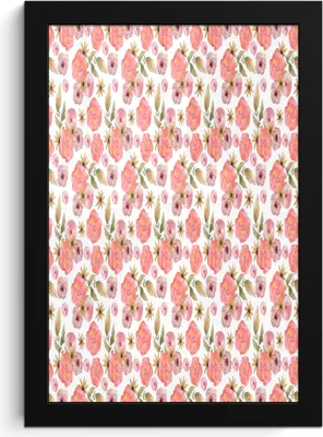 Produktbild von MuchoWow® MuchoWow® Gerahmtes Poster Blumen - Rosa - Muster - Aquarell 20x30 cm - Poster mit zchwarzem Bilderrahmen - Drucken - Bilder Poster im Rahmen